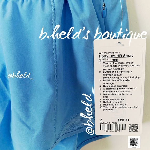 lululemon Hotty Hot High-Rise Lined Short 2.5" Aero Blue Pastel Size 2 New NWT - Picture 3 of 12